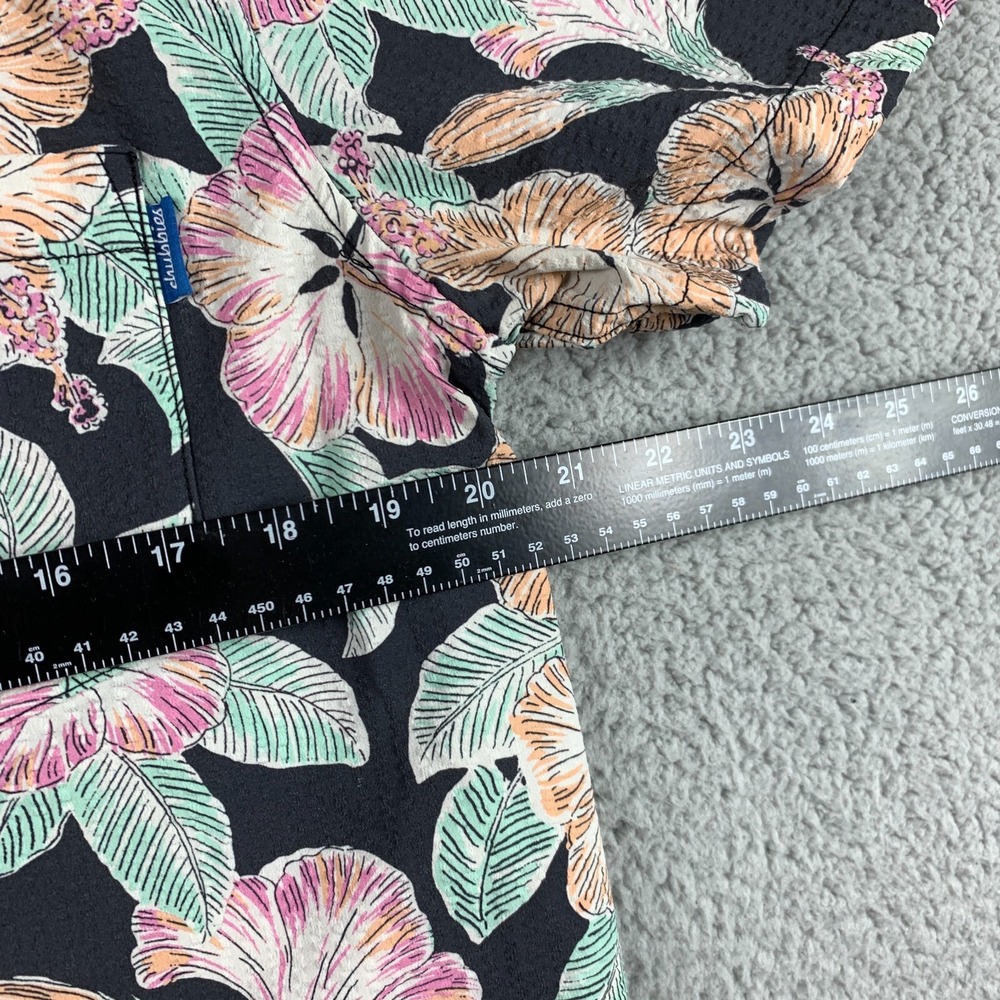 Chubbies Shirt Mens Medium Black Pink Floral All Over Nylon Stretch Short Sleeve - Picture 11 of 13